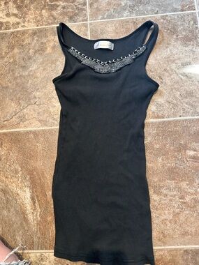y2k chain tank top black